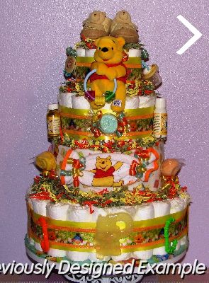 Winnie the Pooh-Organic-Diaper-Cake.JPG - 4 Tier Custom Pooh Diaper Cake